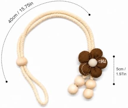 Brown Flower Curtain Tiebacks 2 Pack, Adjustable No-Drill Curtain Ties - Image 2