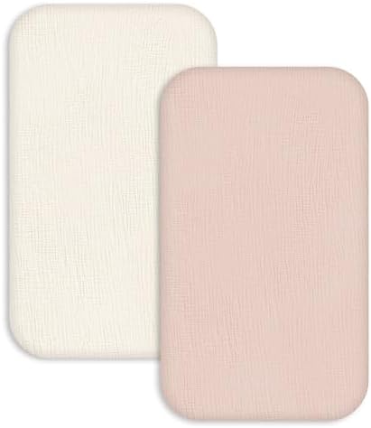 Muslin Bassinet Sheets 2 Pack, Soft Fitted Bedside Sleeper Sheet 33x20 Inch by LYRICHOMBABY