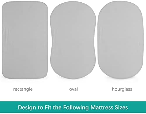 2 Pack Bassinet Sheets Fitted Waterproof White & Grey - Image 5