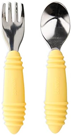 Bumkins Toddler Utensils, Kids Size Fork and Spoon Set, Silicone and by Bumkins