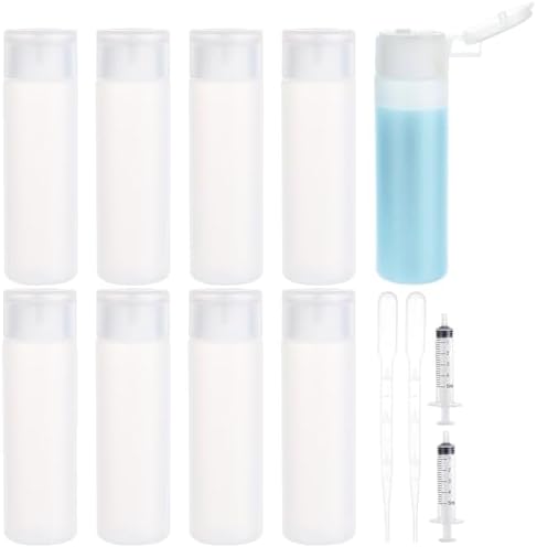 BENECREAT 8 Pack 50ml 1.7oz Clear Squeezable Plastic Sample Flip Cap Bottle by BENECREAT