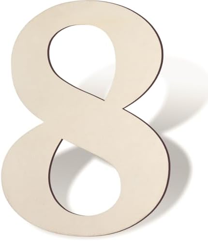 12 Inch Large Wooden Numbers 8 Unfinished Wood Number by Unknown