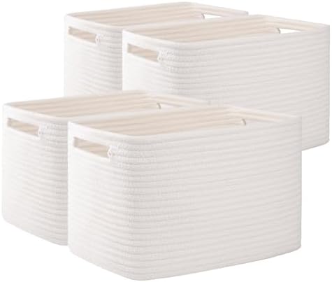 OIAHOMY 4 Pack Storage Baskets for Organizing 15L Cube Storage Bins White by MasterofSpaceOptimization