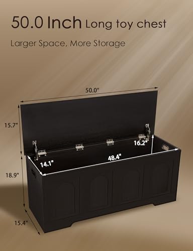 DINZI LVJ Storage Chest, Wooden Toy Box, Espresso 50.0" L - Image 3