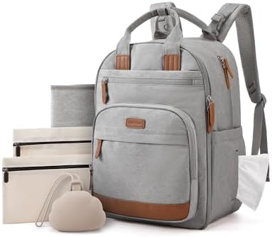mommore Baby Diaper Bag with Waterproof Changing Pad, Light Gray by mommore