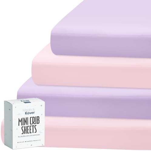 Magik & Kover Mini Crib Sheets Girl 4 Pack by Magik+%26+Kover