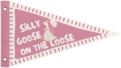 Pink Nursery Playroom Wall Decor Silly Goose Pennant Banner Flags by Unknown