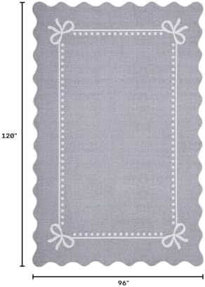 Garvee Scalloped Bow Rug for Living Room Washable Solid Grey 8x10 Area Rug - Image 2