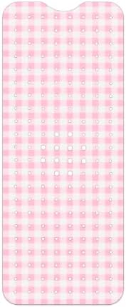 Pink Checkered Bathtub Mat Non Slip 40x16 Inch Extra Long Bath Mat, Modern Art by Denifeiya