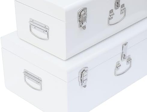 Vixdonos Decorative Large Metal Box Storage Trunk Chest Set of 2 College Dorm - Image 3