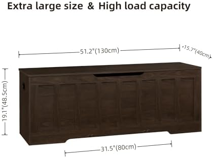 VANKILEY 51.2" Storage Chest Extra Large, Wooden Storage Bench - Image 3
