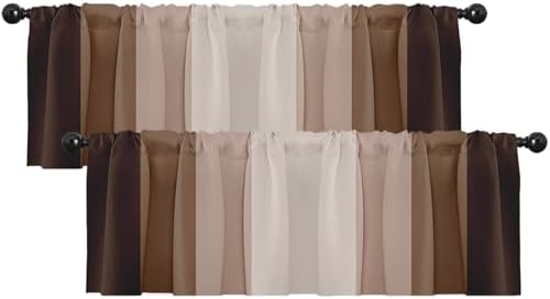 Emvency Valances for Windows, 2 Pack, 52x12 Inch, Striped Retro by Emvency