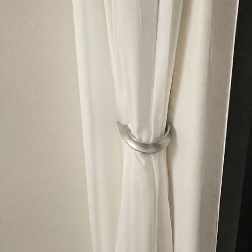 Chumia 2 Pcs Brushed Silver Metal Curtain Holdbacks Wall Mounted Tiebacks - Image 6