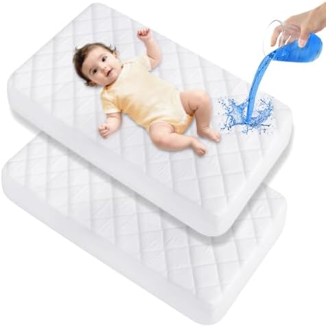 Crib Mattress Protector Sheets Waterproof 2 Pack, Crib Mattress Pad Cover by Luv4babe