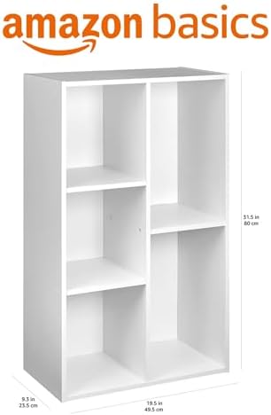 Amazon Basics 5 Cube Storage Organizer Bookcase, Sturdy Shelves - Image 3