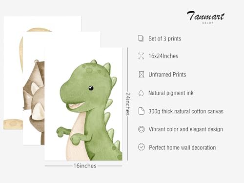 Dinosaur Wall Art Kids Boys Room Canvas Wall Decor Dino Nursery Wall Art - Image 2