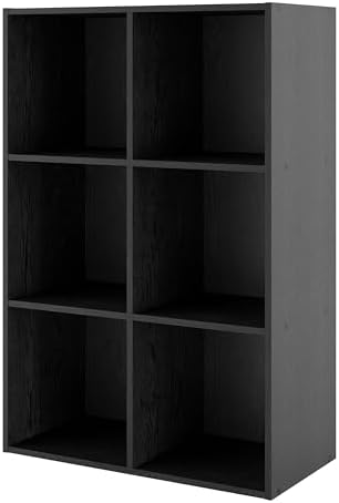Homes: Inside + Out Apexa 6-Cube Storage Organizer Shelves, Stackable Wood by HOMESInsideOut