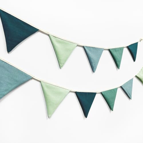 2 Sets of Gradient Dark Green Pennant Banner 24Pcs Nursery Garland Flags Sage - Image 3