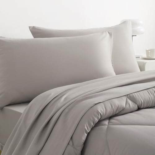 NTBAY Twin Microfiber Bed in a Bag, Comforter Set 5 Piece, Smoke Grey - Image 6