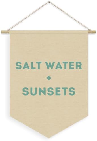 Ocean Nursery Decor, Salt Water Sunsets Beach Linen Canvas Banner, Neutral by Unknown