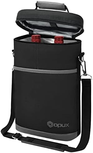OPUX 2 Bottle Wine Carrier Tote, Insulated Leakproof Wine Cooler Bag, Wine by OPUX