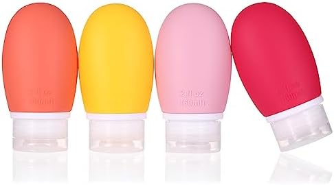 LIYUABU Leak Proof Silicone Travel Bottles, 4 Pack 2oz Liquid Squeezable by LIYUABU