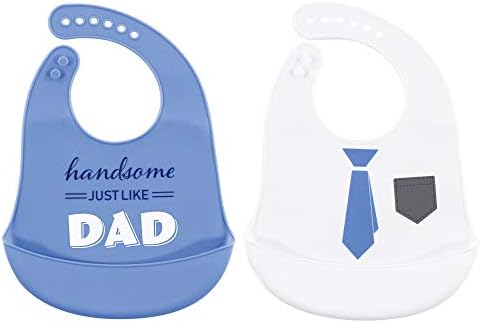 Hudson Baby Unisex Baby Silicone Bibs, Handsome Just Like Dad, One Size by HudsonBaby