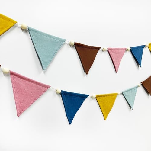 2 Sets of Wood Beads Boho Pennant Banner 20pcs Retro Colored Nursery Garland - Image 3