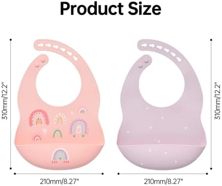 SILI FACTORY Silicone Baby Bibs 2 Sets, Adjustable Waterproof Baby Bibs - Image 5