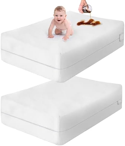 2 Pack Mini Crib Mattress Protector Waterproof Zippered Encasement Cover - Image 2