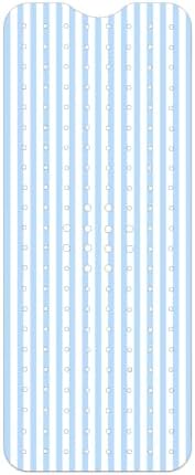Blue Stripes Bathtub Mat Non Slip 40x16 Inch Extra Long Bath Mat, Modern Art by Denifeiya