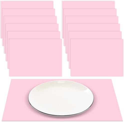 Fullhawl 60 Pcs Pink Paper Placemats, Disposable Rectangular Table Setting Mats by Fullhawl