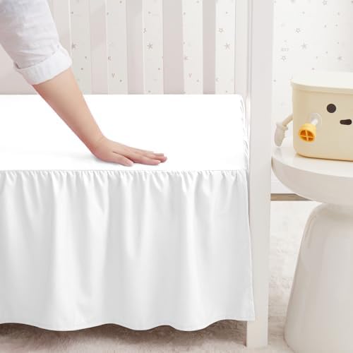 SiinvdaBZX White Crib Skirt Dust Ruffle, Microfiber Crib Bed Skirt - Image 7