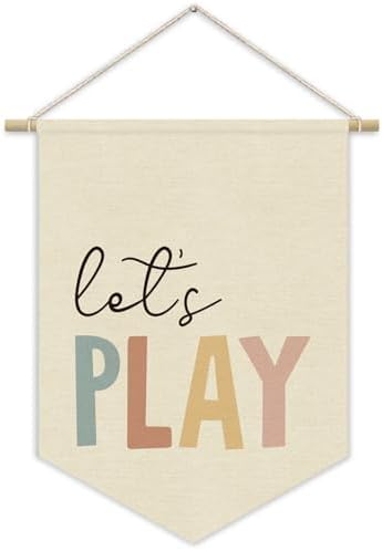 Playroom Sign Decor Let's Play Canvas Banner, Nursery Classroom Wall Art Canvas by Unknown