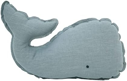 Marble Empire Whale Pillow Linen, Coastal Ocean Decorative Pillow by MarbleEmpire