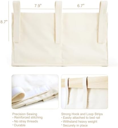 Mkono Bedside Caddy, Macrame Bunk Bed Hanging Organizer, 7 Pockets Ivory - Image 6