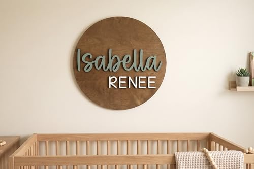 Custom Round Nursery Name Sign, Personalized 3D Baby Name Announcement Sign - Image 2
