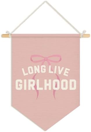 Wheatwin Girls Room Decor, Long Live Girlhood Wall Hanging Pennant Flag Banner by Wheatwin