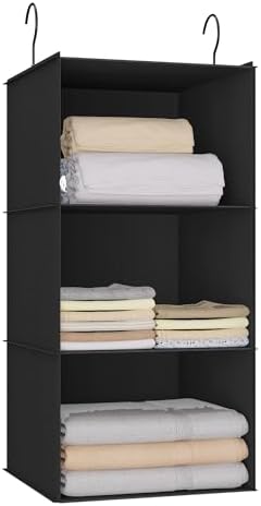 Hanging Closet Organizer 3-Shelf, Oxford Fabric Wardrobe Storage by DonYeco