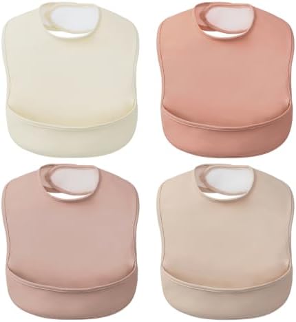POIKSHARK 4-Pack Waterproof Baby Feeding Bibs by POIKSHARK