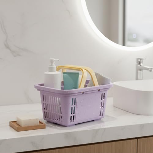 Portable Shower Caddy with Handle, Compact Plastic Bathroom Organizer Bin - Image 3