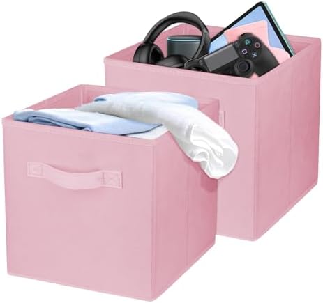 2Pcs Storage Cubes, 10.5 Inch Collapsible Storage Bins, Fabric Foldable Bins by Zuihug