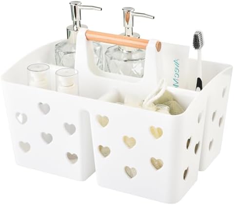 White Portable Shower Caddy, Plastic Basket Organizer by NINU