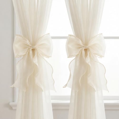 2 Pack French Lace Bow Curtain Tiebacks by GAJILON