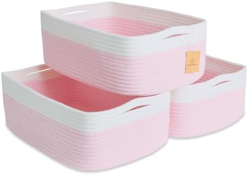 Woven Rope Baskets for Organizing, 3 Pack, 15.5 x 11 x 5.5" Storage Bins by NaturalCozy