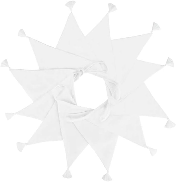 G2PLUS 10.8Ft Cotton Triangle Bunting Banner – 12pcs White Fabric Pennant Flag - Image 4