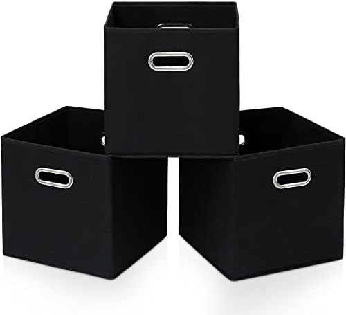 STOREONE Black Fabric Storage Bins Cubes Baskets Containers- by STOREONE