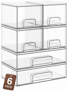 TIPGO Clear Stackable Storage Drawers, Acrylic Bathroom Makeup Organizer by TIPGO
