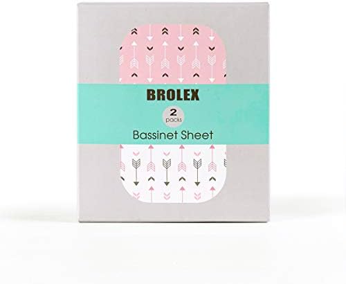 Stretch Fitted Bassinet Sheet Set BROLEX 2 Pack Cradle Sheets - Image 2