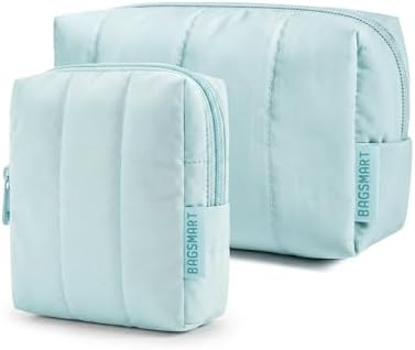 BAGSMART Makeup Bag Duo Set, Puffy Padded Travel Cosmetic Organizer by BAGSMART